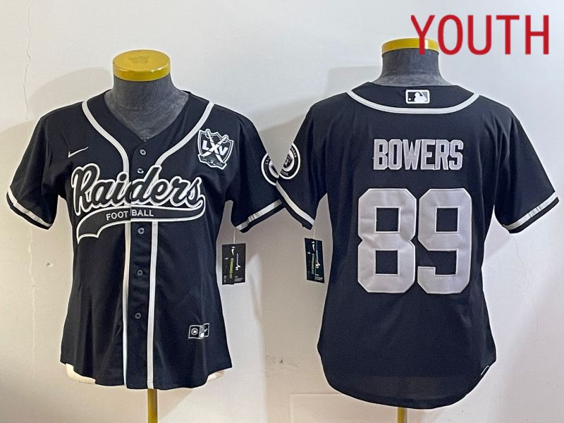 Youth Oakland Raiders 89 Bowers Black Joint Name 2024 Nike Limited NFL Jersey style 5